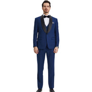 Men’s 3-Piece Satin Shawl Collar Hybrid Fit Tuxedo - Indigo