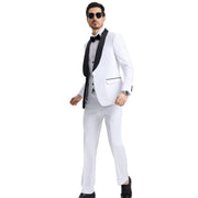 Men’s 3-Piece Satin Shawl Collar Hybrid Fit Tuxedo - White