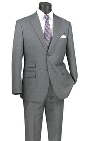 Men’s 2-Piece Modern Fit Windowpane Suit - Grey
