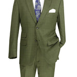 Astro Collection: Olive 2 Piece Windowpane Single Breasted Modern Fit Suit