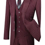Suitania Collection: Burgundy 3 Piece Pinstripe Single Breasted Regular Fit Suit