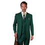 Pan Prestige Collection: 3PC Modern Fit Solid Color Suit With Super 150's Italian Wool In Forest Green