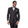 Pan Prestige Collection: 3PC Modern Fit Solid Color Suit With Super 150's Italian Wool In Heather Charcoal