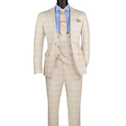Birch Glen Plaid 3-Piece Slim Fit Suit with Stretch Fabric and Adjustable Waistband
