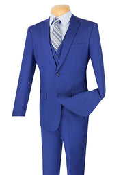 Slim Fit 3-Button Vested Suit - Twilight Blue
