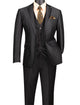 Centaurus Collection: Black 3-Piece Solid Satin Look Slim Fit Suit with Fancy Vest