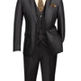 Centaurus Collection: Black 3-Piece Solid Satin Look Slim Fit Suit with Fancy Vest