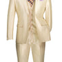 Centaurus Collection: Champagne Beige 3-Piece Solid Satin Look Slim Fit Suit with Fancy Vest