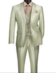 Centaurus Collection: Light Sage 3-Piece Solid Satin Look Slim Fit Suit with Fancy Vest