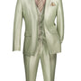 Centaurus Collection: Light Sage 3-Piece Solid Satin Look Slim Fit Suit with Fancy Vest