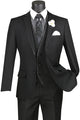Royal Ravine Collection: Black 3 Piece Satin Trimmed Lapel Single Breasted Slim Fit Suit