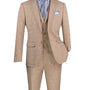 Barnard Collection: Men's Single Breasted Slim Fit Windowpane 3-Piece Suit in Beige