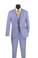 Barnard Collection: Men's Single Breasted Slim Fit Windowpane 3-Piece Suit in Sky Blue