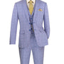 Barnard Collection: Men's Single Breasted Slim Fit Windowpane 3-Piece Suit in Sky Blue