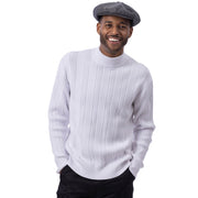 White Cable Knit Crew Neck Sweater by Montique
