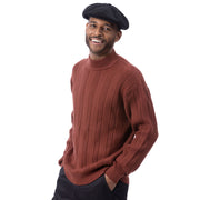 Cognac Cable Knit Crew Neck Sweater by Montique