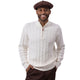 Riverton Collection: Montique's Men’s Ivory Quarter-Zip Cable-Knit Sweater