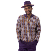Men’s Plum Geometric Zip-Up Sweater by Montique