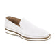 Dapperdito Collection: White Genuine Leather Moc Toe Casual Slip-On Shoes