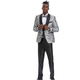 Men's Paisley Shawl Collar 3-Pc Suit In Silver/Black- Skinny Fit by Tazzio