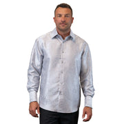 Men’s Silver Fancy Woven Long Sleeve Dress Shirt