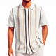 White Rope-Knit Striped Button Down Shirt by Stacy Adams