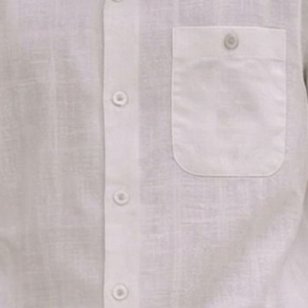 white short sleeve walking suit shirt with solid jacquard texture detail