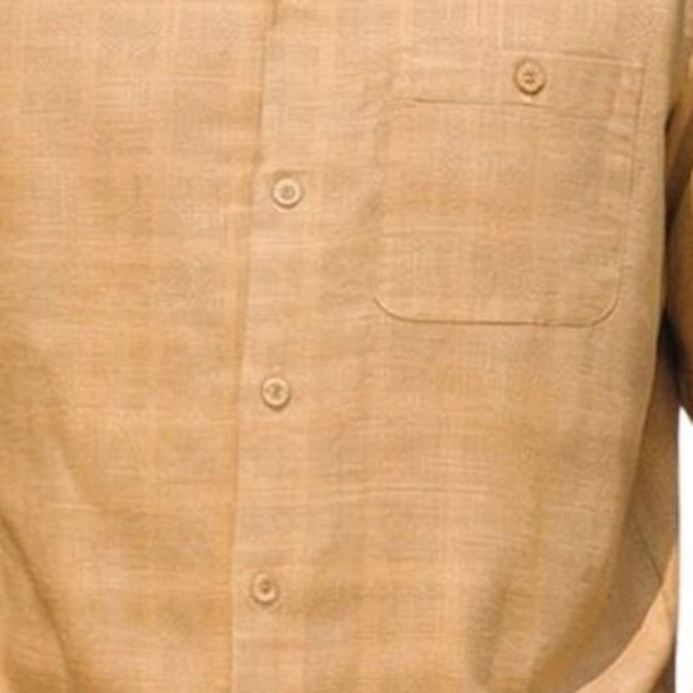 khaki short sleeve walking suit shirt with solid jacquard texture detail