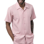 Montique Pink Lavender Solid Short Sleeve Shirt