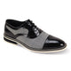 Black & White Cap Toe Leather and Tweed Lace Up Dress Shoes