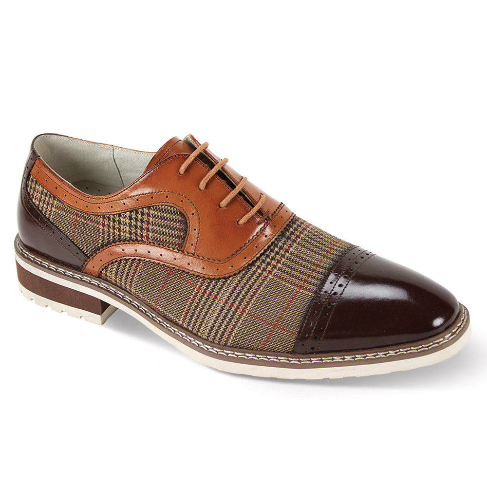 Chocolate Brown & Whiskey Cap Toe Leather and Tweed Dress Shoes – Suits