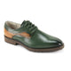 Cortello Collection: Green Plain Toe Leather Lace-Up Shoe