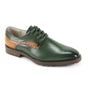Cortello Collection: Green Plain Toe Leather Lace-Up Shoe