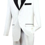 Salinger Sleek Collection: White with Black Lapel 2 Piece Single Breasted Regular Fit Tuxedo