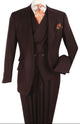 Brown 3 Piece 100% Wool Single-Breasted Suit Full Cut