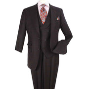 Brown Windowpane 3 Piece 100% Wool Suit Classic Fit