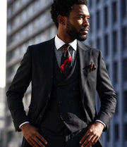 Black 3 Piece 100% Wool Suit Classic Fit