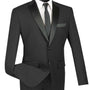 Hestia Highness Collection: Black 2 Piece Solid Color Single Breasted Slim Fit Tuxedo