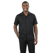 Black Textured 2-Piece Walking Suit Set - Classic Fit
