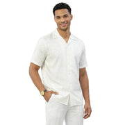 White Textured 2-Piece Walking Suit Set - Classic Fit