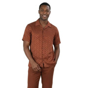 Brown Textured 2-Piece Walking Suit Set - Classic Fit