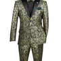 Eldoria Collection: Emerald 2 Piece Jacquard Fabric Single Breasted Slim Fit Tuxedo
