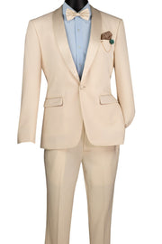 Men’s 2-Piece Stretch Slim Fit Shawl Lapel Tuxedo - Champagne