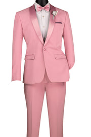 Men’s 2-Piece Stretch Slim Fit Shawl Lapel Tuxedo - Dusty Rose