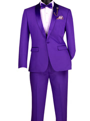 Men’s 2-Piece Stretch Slim Fit Shawl Lapel Tuxedo - Royal Purple