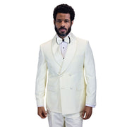 Double-Breasted Shawl Lapel Tuxedo with Slim Fit Pants - Off White