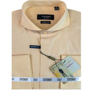 Gliese Collection: Tan Modern Fit Dress Shirt with French Cuffs - FINALE SALE 15.5A