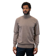 Men’s Tan Wool Cashmere Turtleneck Sweater Modern Fit