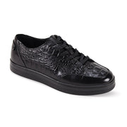 Black Coco Print & Smooth Leather Lace-Up Sneaker