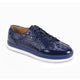Cortizo Collection: Cobalt Rubber Welt Sneaker with Coco Print and Smooth Leather Upper